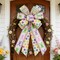 Large Easter Wreath Bows White Purple Bunnies Dots Spring Wreath Bows 11.4”x19.6” Easter Rabbits Pattern Ribbons Burlap Ornaments for Front Door Wrapped Garland Wedding Party Home Decor